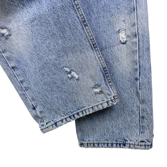 Zara High Rise Distressed Straight Jeans 6 Ripped Acid Wash Blogger Favorite - Picture 4 of 5